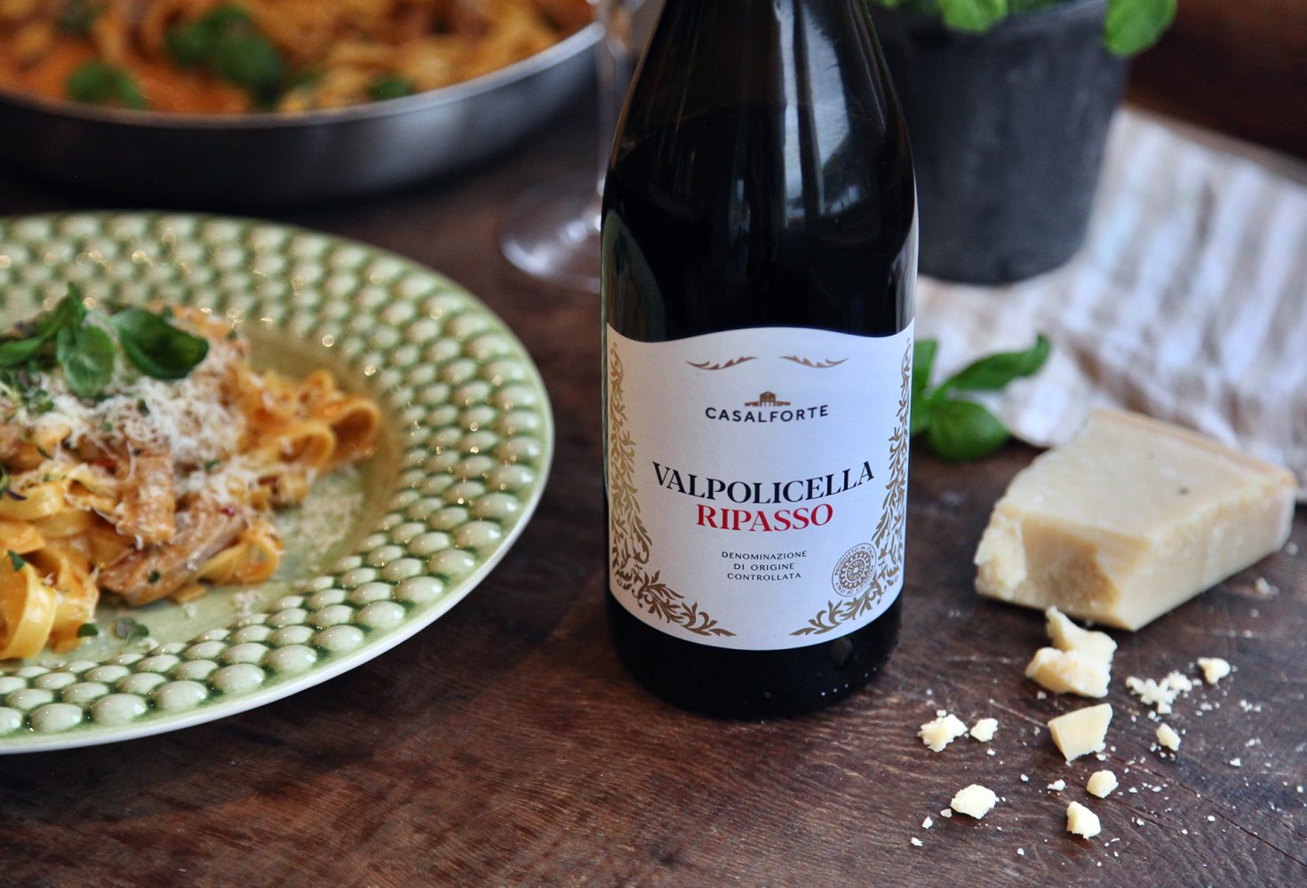 Casalforte Prosecco pasta med Nduja